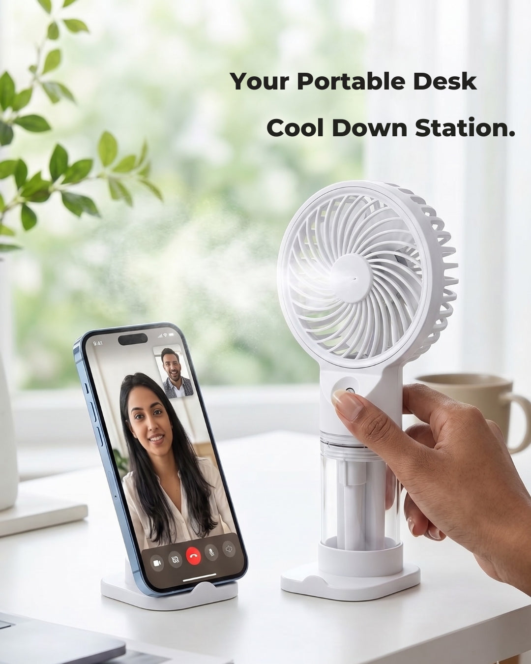 Portable Mini Hand Fan With Mist Spray 2026