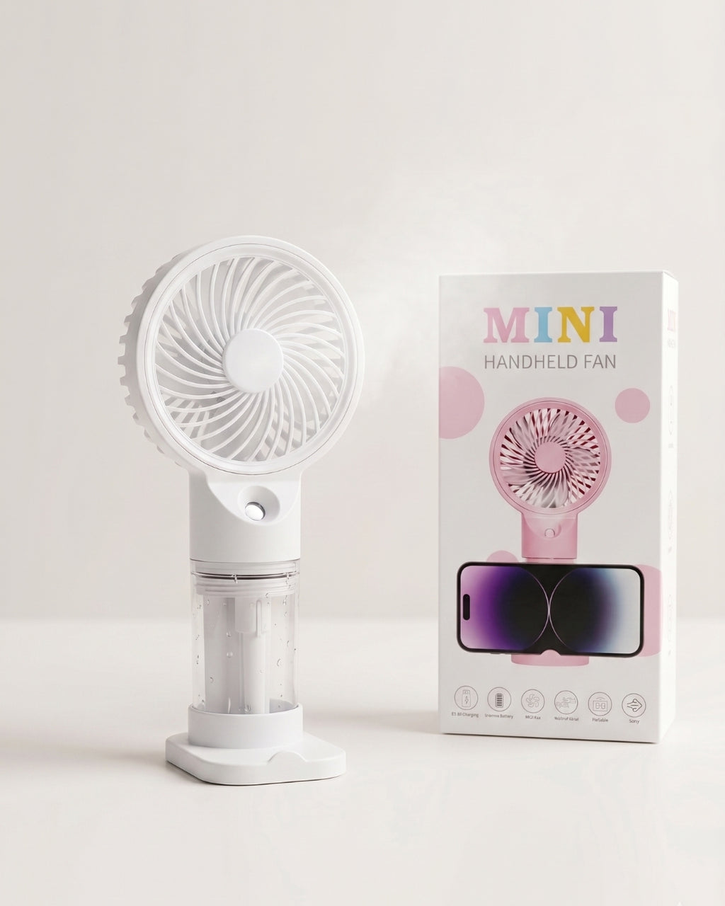 Portable Mini Hand Fan With Mist Spray 2026